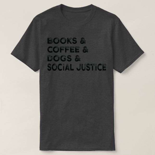 T-shirt Chiens Livres et café (3) (Design devant)