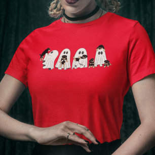 T-shirt Chiens mignons et fantômes Halloween rétro Super