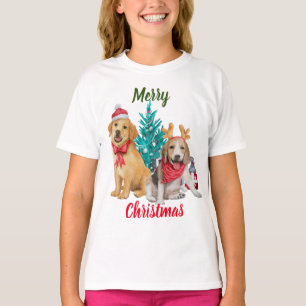 T-shirt Chiens mignons souhaitant Joyeux Noël
