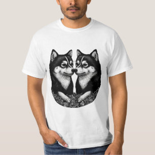 T-shirt Chiens noirs et blancs Cadeau pour amateur de chie