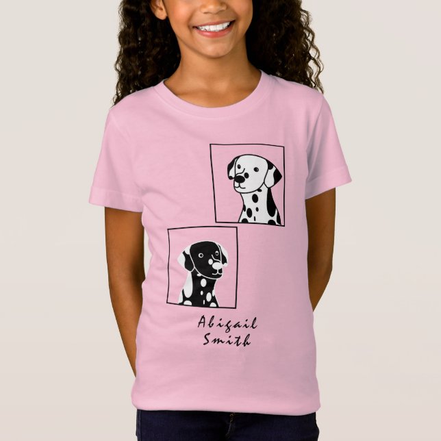 T-Shirt CHIENS POPULAIRES NOIRS ET BLANCS ENCADRÉS AVEC DU (Devant)