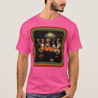 T-shirt Chiens rétro jouant au poker