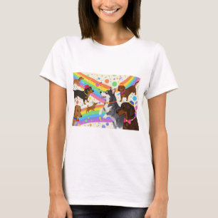 T-shirt Chiens sympas avec arc-en-ciel