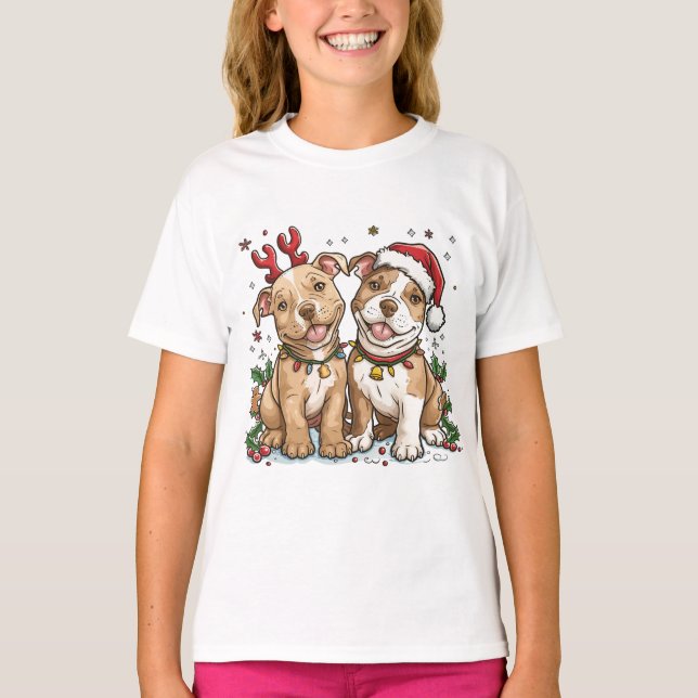 T-shirt Chiens taureaux de Noël Pit (Devant)