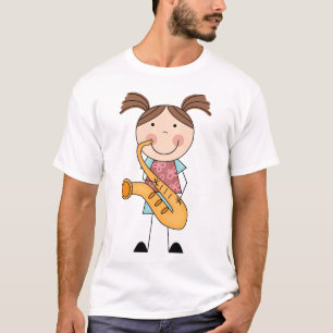 T-shirt Chiffre fille de bâton avec le saxophone