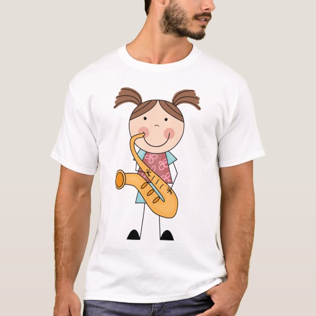 T-shirt Chiffre fille de bâton avec le saxophone (Devant)