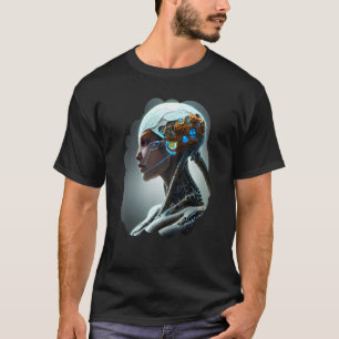 T-shirt Chiffre futuriste unique en Cyborg Sci Fi féminin