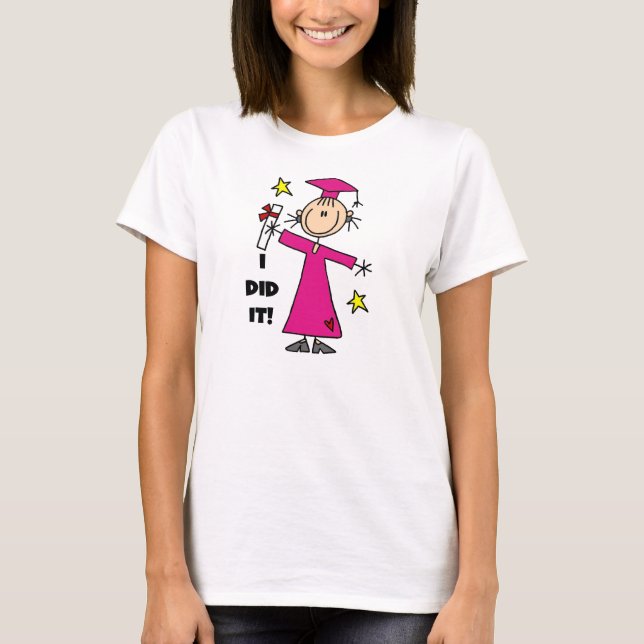 T-shirt Chiffre rose diplômée de bâton de fille (Devant)