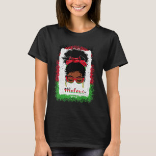 T-shirt Chignon Désordonné Malawien Drapeau Malawi Femmes