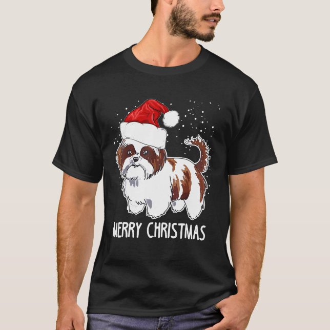 T-shirt Chih Tzu Chien Noël mignonne (Devant)