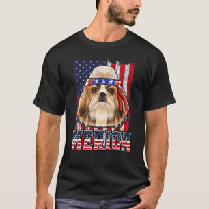 T-shirt Chih Tzu Merica 4 juillet Chien Drapeau patriotiqu