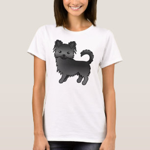 T-shirt Chihuahua à capote longue noire Chien de dessin an