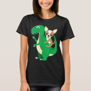 T-shirt Chihuahua à cheval sur un dinosaure T-Rex Dino Chi