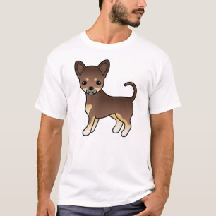 T-shirt Chihuahua à poil lisse au chocolat et au fauve Chi