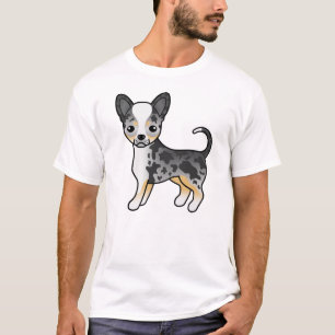 T-shirt Chihuahua à poil lisse bleu merle Chien de dessin