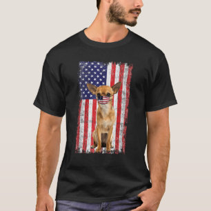 T-shirt Chihuahua American Flag Dog Wears Visage Mask 4th 
