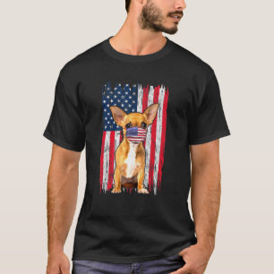 T-shirt Chihuahua American Flag Dog Wears Visage Mask 4th