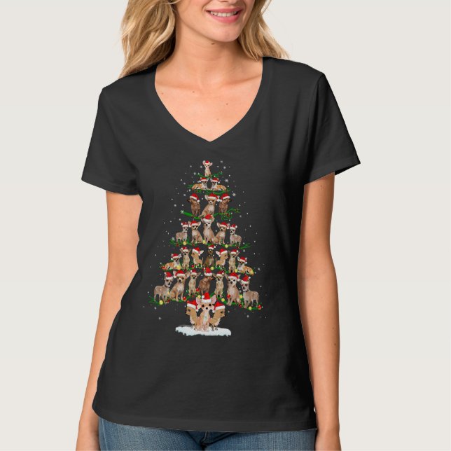 T-shirt Chihuahua Arbre de Noël Drôle Tee Xmas Chihuahua (Devant)