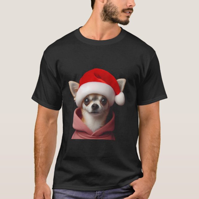 T-shirt Chihuahua avec le chapeau de Noël Noël Noël Noël C (Devant)