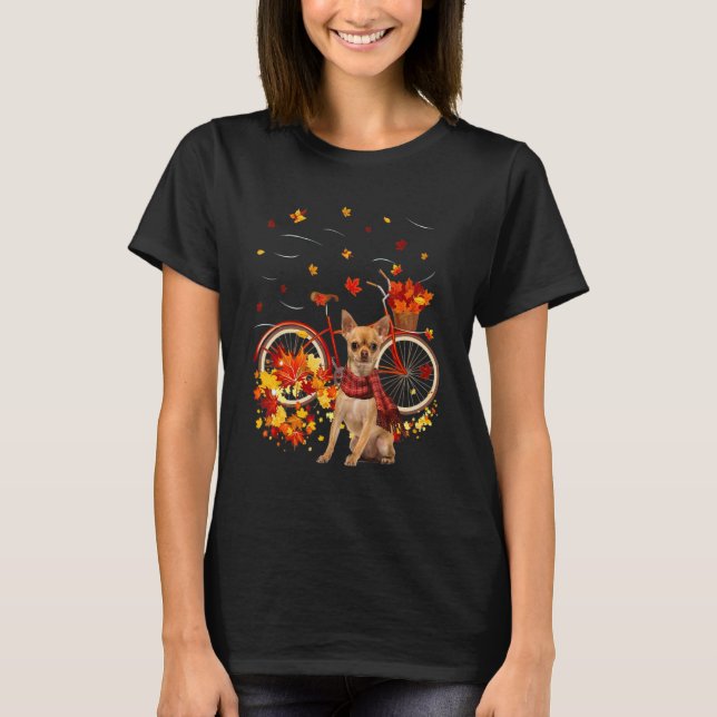 T-shirt Chihuahua Bike Autumn Dog Leaf Fall  Fall Y'all (Devant)