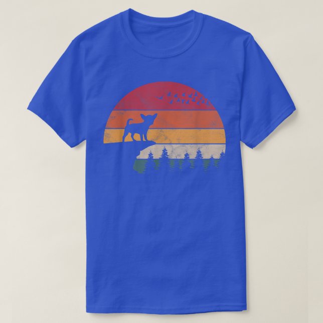 T-shirt Chihuahua Chien Coucher de Soleil Style Rétro pour (Design devant)