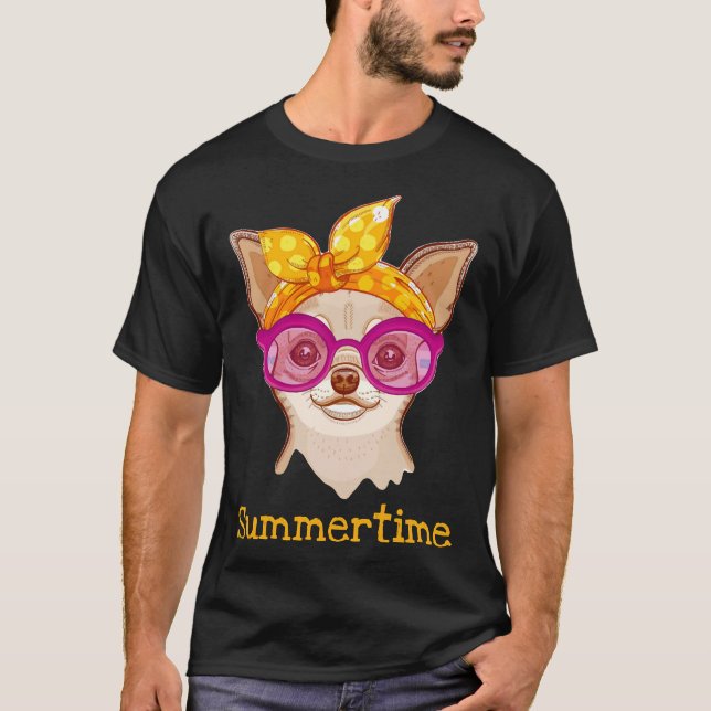 T-shirt Chihuahua Chien Dans Le Headband De Mode Et Les Vê (Devant)