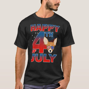 T-shirt Chihuahua Chien Drapeau Américain Lunettes Heureux