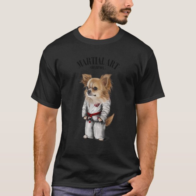 T-shirt Chihuahua Chien Judo Karate Master En Judogi Blanc (Devant)