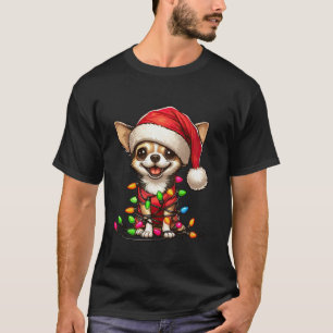 T-shirt Chihuahua Chien Lumières de Noël Santa Hat Garçons