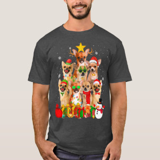 T-shirt Chihuahua Chien Noël Lumières des arbres de Noël F
