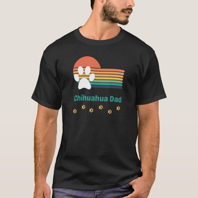 T-shirt Chihuahua Chien Papa Coucher de soleil rétro Vinta (Devant)