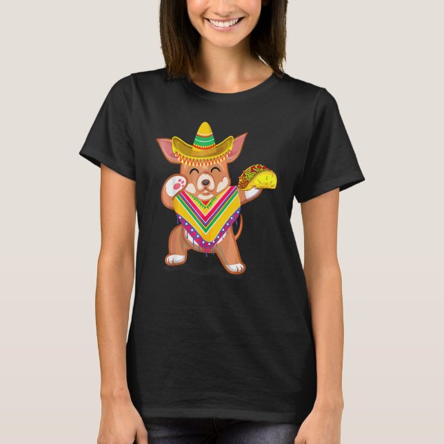 T-shirt Chihuahua Cinco De Mayo Poncho Som (Devant)