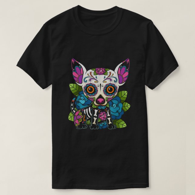 T-shirt Chihuahua Crâne à sucre Mexique Chien Calavera Dia (Design devant)