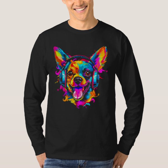 T-shirt Chihuahua Dog DJ Festival (Devant)