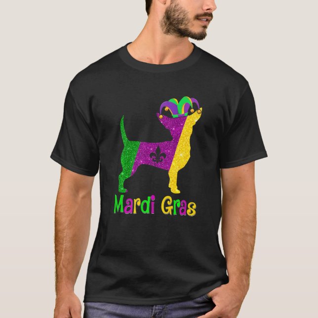 T-shirt Chihuahua Dog Lover Mardi Gras Carnival Jester Pre (Devant)