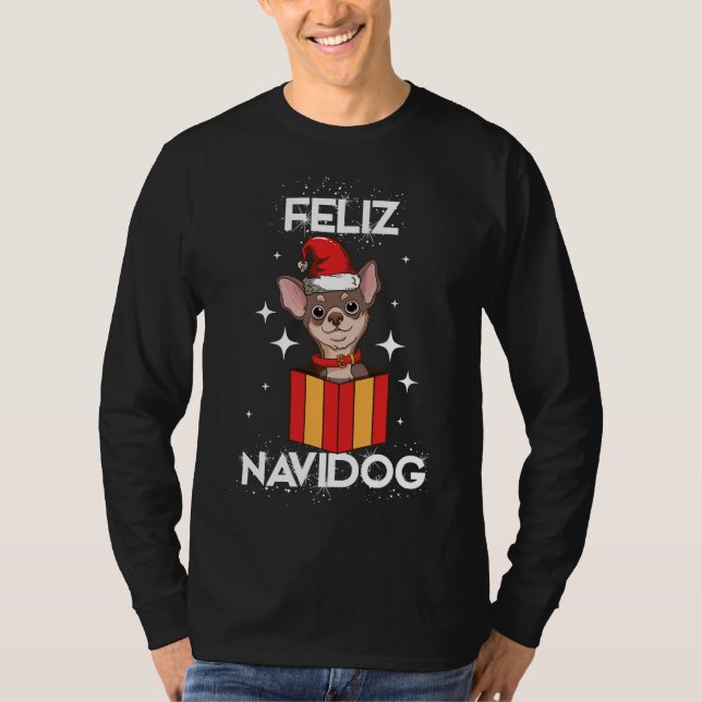 T-shirt Chihuahua Feliz Navidog Chien de Noël (Devant)