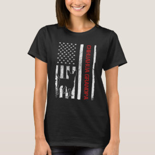 T-shirt Chihuahua Grandpa Drapeau américain Funny Chihuahu
