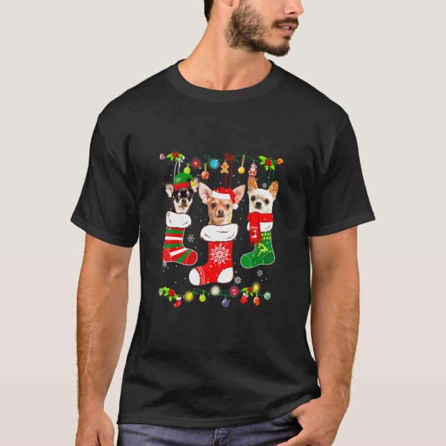 T-shirt Chihuahua lumières de Noël cadeau Drôle Amour chie (Devant)