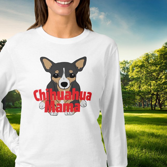 T-shirt Chihuahua Mama mignonne Tan Noir (Chihuahua Mama Cute Black Tan T-Shirt)