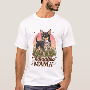 T-shirt Chihuahua Maman Chien Bandana Floral Rose_1