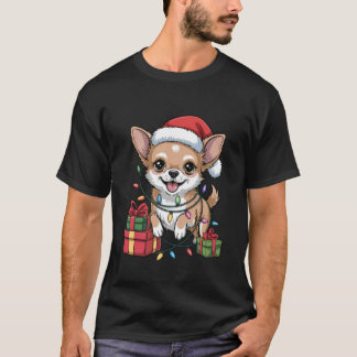 T-shirt Chihuahua Mignon Chapeau de Père Noël Noël Xmas Am