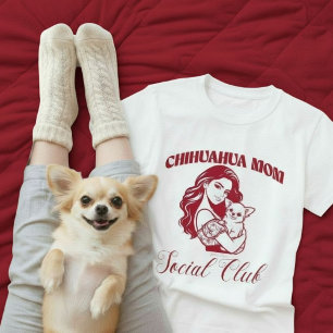 T-shirt Chihuahua Mom Social Club Line Art Chien Propriéta