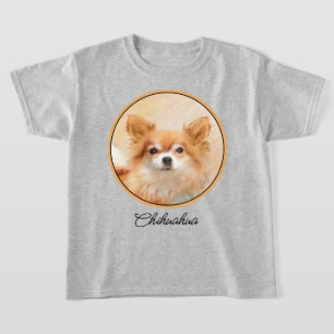 T-shirt Chihuahua Peinture de Chien à long Haired Art orig