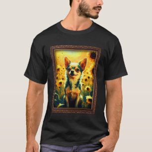 T-shirt Chihuahua Peinture Fleur de Tournesol Maman Femmes