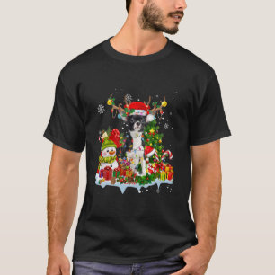 T-shirt Chihuahua Santa Hat Reindee lumières de Noël