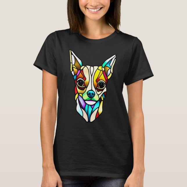 T-shirt Chihuahua - Stained Glass Pop Art_3 (Devant)