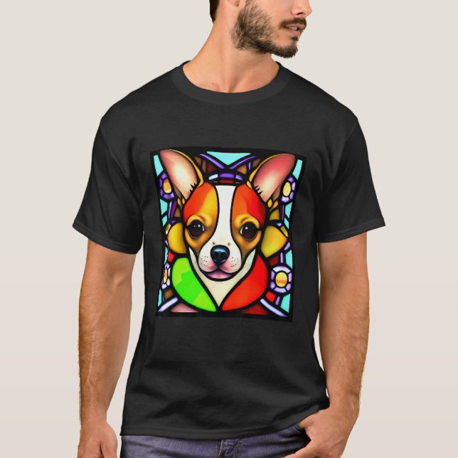 T-shirt Chihuahua - Stained Glass Pop Art_4 (Devant)