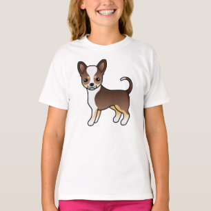 T-shirt Chihuahua tricolore au poil lisse au chocolat Chie