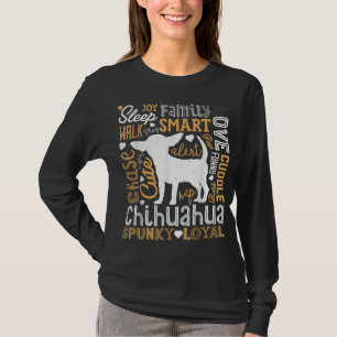 T-shirt Chihuahua Typographie Mot Art Drôle Chien Amusant