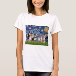 T-shirt Chihuahuas (quatre) - Nuit étoilée